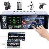 CAMECHO Bluetooth-Autoradio 4'Kapazitiver Touchscreen Einzel-DIN-Autoradio FM/AM/RDS-Radioempfänger mit Zwei USB- / AUX-In- / SD-Kartenanschlüssen + Rückfahrkamera + Lenkradsteuerung