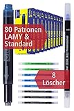 ONLINE 80x kompatible LAMY Patronen blau & 8x Tintenkiller, Vorteilspack, für alle gängigen Füller, löschbar, auswaschbar, auch für Tintenpatronen-Rollerb