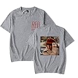 Red Taylor's Version Merch New Album T-Shirt Herren/Frauen Hip Hop Fans Kleidung Grafik Shirt Baumwolle Tees Top, grau, XXL