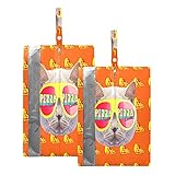 Hunihuni Reiseschuhtasche Pizza Katze Wasserdicht Tragbare Schuhe Aufbewahrung Organizer Taschen mit Reißverschluss 2 Pack