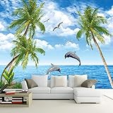 Moderne Einfache Kreative Springender Delphin Meer Landschaft Fototapete Tapete Wohnzimmer Sofa Hintergrund Wand Wohnkultur Fresko,300(W)*210(H)C