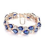 YAZILIND Schnalle Armband Rose Gold überzogene hübsche Blaue zirkon für Frauen mädchen Party Schmuck 19cm (blau)