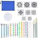 Mandala-Punktwerkzeug für Steine 30 Stücke Mandala Dotting Set Mandala Dotting Schablone Dotting Tools für Acryl Malpinsel Dot Painting für DIY Malerei Polymer Nail Art Handwerk Zeichnung Drafting