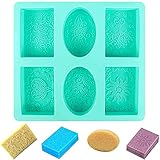Lepidi Mooncake Silikonformen, Rechteckige DIY Silikonform, Silikonseifenformen, 6 Hohlräume Kieselgel Rechteckig Ovale Seifenform für Die Herstellung von Gelee, Keksen, Schokolade, DIY, Seife (Grün)