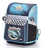 Baagl Schulranzen Jungen 1. Klasse - Ergonomische Schultasche für Kinder - Schulrucksack mit Brustgurt - Grundschule Ranzen (Racer)