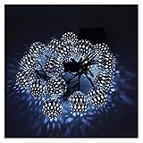 JNWEIYU Party Deko Lichterkette Kugel LED Runde Ball Light Solar Lampe Power LED String Lights Solar Girlanden Garten Dekor für wasserdichte Außenleuchten (Emitting Color : White)