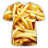 Pommes Frittes T-Shirt 3D-Gedruckte Lässige Grafik Kurzarm Tops T-Shirt Für Männer Und Frauen,M