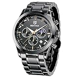 Benyar Herren-Armbanduhr mit Chronograph, Analoganzeige, Quarzuhrwerk, Business-Sport-Design, 3 ATM wasserdicht, stilvoll, elegant, Geschenke für Männer schw