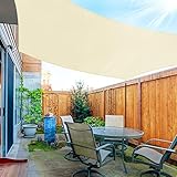 OKAWADACH Sonnensegel Rechteckig 3x4m, 95% UV Schutz Polyester Sonnensegel Wasserdicht inkl Befestigungsseile Sonnensegel Sonnenschutz für Garten Balkon und Terrasse, Hellbeig