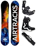 Airtracks Snowboard Set/Board Blue Slopes Wide Hybrid Rocker 150 + Snowboard Bindung Master + Boots Strong QL 43 + Sb Bag