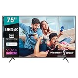 Hisense 75AE7000F 190 cm (75 Zoll) Fernseher (4K Ultra HD, HDR, Triple Tuner DVB-C/ S/ S2/ T/ T2, Smart-TV, Frameless, Bluetooth, Alexa, verstellbare Standfüße)