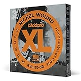 D'Addario EXL110-3D vernickelte Stahlsaiten für E-Gitarre .010 - .046 Regular Light (3er Pack) Sparpack