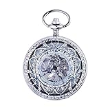 NCRD Silber Taschenuhr Retro Vintage Mechanische Taschenuhr Für Weihnachtsväter Tag Geschenk, Retro Clamshell Geschnitzte Hohlpocketuhr Pullover Kette Dekorative T