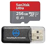 SanDisk 256 GB Ultra Micro SDXC Memory Card Works with Samsung Galaxy Tab A (2017) (2018), Tab Active 2 Phone UHS-I Class 10 (SDSQUAR-2546G-GN6MA) Bundle with Everything But Stromboli Card R