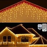 20M 540LEDs Eisregen Lichterkette Außen Weihnachten Eiszapfen Lichterkette Lichtvorhang mit 108 Tropfen, Indoor Weihnachten Urlaub Hochzeit Dekorationen, Warmweiß