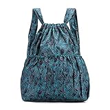 IRYNA Damen Boho Blumendruck Kordelzug Rucksack Faltbare Sporttasche Leicht Große Kapazität Tote Nylon Gym Sack, MEIN, M