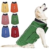 KOESON Winddichter Hundemantel für kaltes Wetter, reflektierend, dick, warm, Outdoorjacke mit Loch für Geschirr, bequeme Baumwolle, gepolsterte Weste für kleine, mittelgroße und große Hunde, grün, 3XL