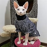 ZHIHAN Sphinx Katzenkleidung haarlose Katze Devon zweifarbiger Warmer Pullover, Prinzessinnenärmel-Bodenhemd, schmutzabweisend, dunkelblau, L