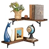 Yangbaga Ecke Regale 2er, Holz Schweberegal für 60lbs, Wandregale für Schlafzimmer, Wohnzimmer, Bad, Kü