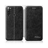 Suhctup Tasche Kompatibel für Samsung Galaxy S6 Edge Hülle Außenseite aus Echt Leder Innenseite aus Textil Magnet Schutz Case Ständer mit Ultra Slim Cover Bookstyle Klappb