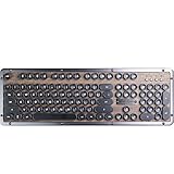 Azio Classic Retro-Tastatur Elwood, mechanische Schreibmaschinen-Tastatur, Steampunk-Tastatur mit Bluetooth, kabellos, beleuchtete Tasten, Vintage Look