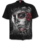 Spiral Direct Damen Skull Roses-Front Print T-Shirt, Schwarz (Black 001), 38 (Herstellergröße: Medium)