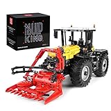 Mould King 17019 Technik Traktor, Ferngesteuert High-Tech Forklift mit 4 Motor, 4-in-1 Traktor Modell Groß Gabelstapler Klemmbausteine B
