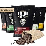 BARISTA ROYAL Kaffee Probierset ganze Bohne 5 x 350g | Kaffeebohnen Entdeckerpaket im Geschenkset | Arabica | fair | Ideal für Vollautomat, Filtermaschine, Handfilter und F