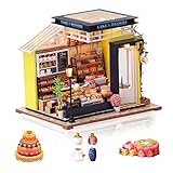 Cuteefun DIY Miniatur Puppenhaus Kit zum BAU Miniatur Haus mit Musik Staubschutz und Möbeln Selber Bauen Kreative Bastelgeschenke für Frauen (Cake Shop)