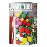 Panduro DIY Weihnachten Bastelset in Tube mit Pfeiffenreiniger, Pompoms, Wackelaugen, Pailetten, Glitter und mehr, für Weihnachtsdeko, Geschenke-Dek