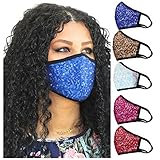 IsMoon 5 Stück Erwachsene Pailletten Mundschutz, Party Glänzend Mund-Nasenschutz Waschbar Atmungsaktiv Face Cover fur Damen Herren Mode Glitzer B