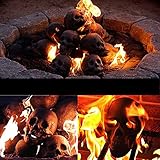 Valcatch Realistische menschliche Schädel Halloween Imitierte Skeleton Kopf Kunst Dekor Keramik Feuerfest Feuer Schädel Halloween Scary Skeleton Dekoration für Lagerfeuerk