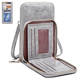 Super Handy+Geldbörse Tasche,2 In 1 Handytasche zum Umhängen Damen,PU-Leder Crossbody Umhängetasche für Handy,Klein Portemonnaie mit Verstellbar Abnehmbar Schultergurt,G