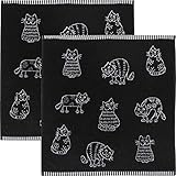 Kracht Frottier-Geschirrtuch 2er-Pack Baumwolle Katzen Größe 50x50