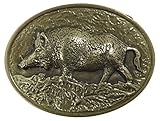 FRONHOFER Eber Gürtelschnalle Buckle 40 mm, 4 cm Wildschwein Wildsau Trachten Jäger Gürtelschnalle, Messing Schnalle, oval, 18040, Größe:One Size, Farbe:Messing
