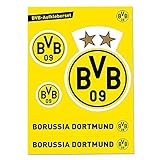Borussia Dortmund Aufkleberkarte Retro, Aufkleber, Sticker 4er BVB 09 - Plus Gratis Lesezeichen I Love D