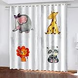 XDJQZX Gardinen Wohnzimmer Schlafzimmer Verdunklungsvorhänge 3D Cartoon-Tiere Muster Ösenvorhang, Thermo Vorhänge Kinderzimmer Blickdicht 200X160 cm 2Er Set Fensterdek
