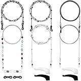 6 Stücke Brillenketten Elegante Brillen Halter Perlen Brillen Gurt Halter (Schwarz, Silbrig)