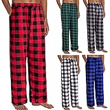 Karierte Hose Herren Schlafanzughose Lang Karierte Schlafhose Pyjamaunterteil Pyjamahose Freizeithose Nachtwäsche Sleep Hose Nachtwäsche Sleep Hose Loungewear M