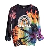 Damen Blusentop Druck Pullover Tie Dye Langarm Kapuzenpulli Atmungsaktiv Damenblusen Pullover Sweatshirt Streetwear mit R