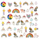 Comius Sharp Regenbogen Einhorn Anhänger, 45 Stück Tibetischen Silber Mixed Charms Anhänger Handgemachte Schlüsselzubehör DIY Halskette Anhänger für Schmuck Machen und B