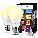 LEPRO E27 Smart Lampe, 9W Smart Glühlampen WLAN LED Birnen WiFi LED Light Bulb 806LM Smart Home Lampen Dimmbare Birne, 2.4 GHz, Dimmbares Warmes Licht, Kompatibel mit Alexa Echo, Google Home, 2 Pack