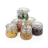 Amisglass Vorratsdosen Glas 6 Stück, 600ML Einmachgläser mit Bügelverschluss, Einweckgläser mit Deckel, Vorratsgläser Luftdicht, Glasbehälter mit Gummiring, Aufbewahrung Glas Leb