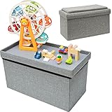 DuneDesign Lego Kompatibel - Kinder Aufbewahrungsbox mit Spieltisch im Deckel - 53x27x30 Sitzbank