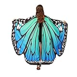 Damen Schmetterling Kostüm Faschingkostüme Schmetterling Schal Flügel Schal Tuch Schmetterlingsflügel Erwachsene Poncho Umhang für Party Halloween Weihnachten Kostüm Cosplay Karneval Fasching(168*135)