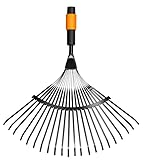 Fiskars Fächerbesen, Werkzeugkopf, Mit 20 Zinken, Breite: 56 cm, Stahl-Zinken, Schwarz/Orange, QuikFit, 1000644