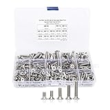 260Pcs Senkkopfschraube, M4/M5/M6 Flachkopf-Innensechskantschrauben Senkkopf-Edelstahl 304 Sechskant-Innensechskantschrauben für die Elektronik