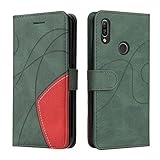 Kompatibel mit Huawei Y6 2019 / Huawei Y6S 2019 Handyhülle Honor 8A Cover Weiche Leder Wallet Case Flip Faltbare Stoßfeste Abdeckung mit Kreditkartenfächer Ständer Magnetische Schutzhülle Grü