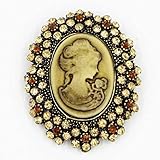 SweetWU Brosche im viktorianischen Design mit Kamee-Bronze-Brosche – antikes Gold B