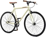 BIKESTAR Singlespeed 700C 28 Zoll City Stadt Fahrrad Fixie | 53 cm Rahmen Rennrad Retro Vintage Herren Damen Rad | Beige & Braun | Risikofrei T